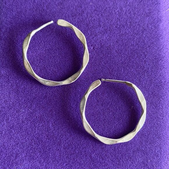 💛 925 Vintage Geometric Hoop Earrings - Picture 2 of 4